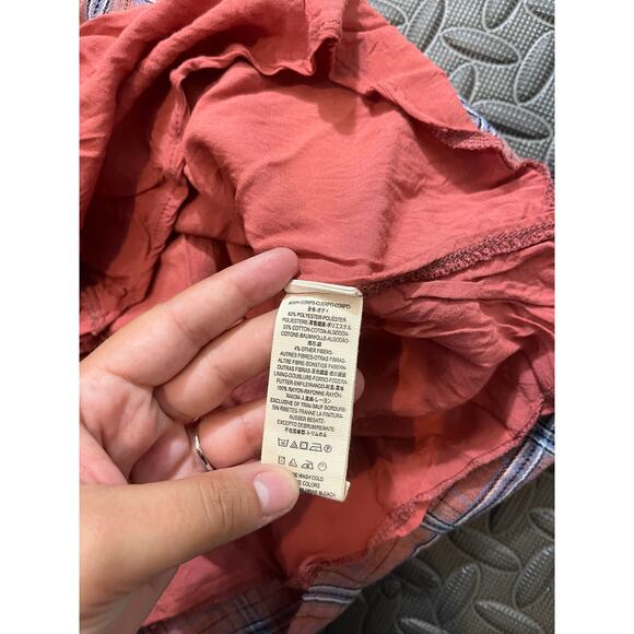 Free People Miss Molly Red and Blue Plaid Deep V Neck Dress Size‎ 4 - Picture 6 of 11